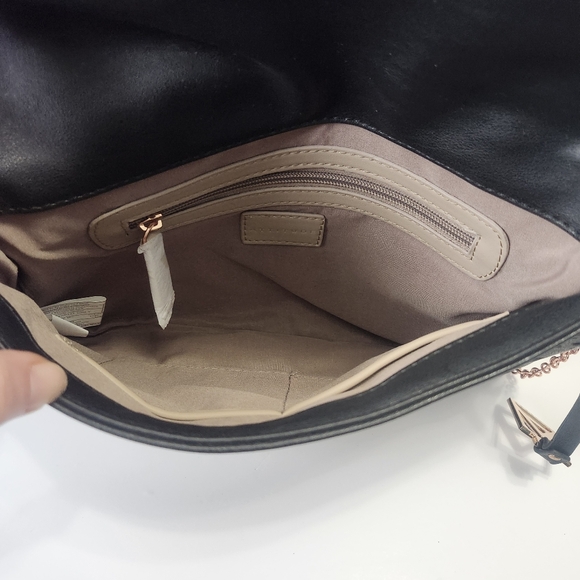Attitude Envelope Clutch Black & Rose Gold Chain Strap - Picture 9 of 16
